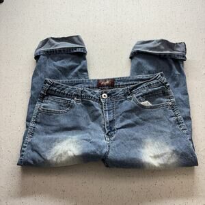 Vintage Angels Jeans Womens 12 Blue Denim Capris Medium Wash Cuffed Y2K Style